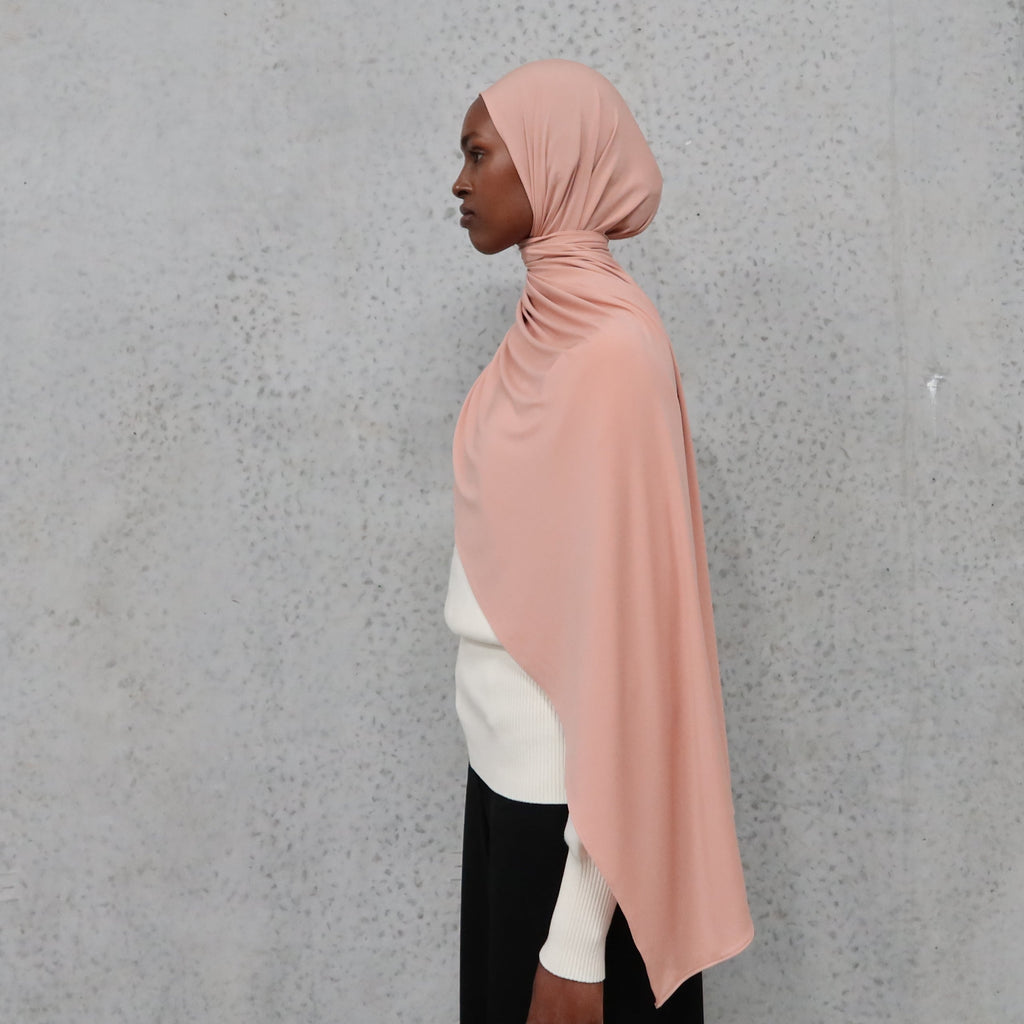 Frosted Coral – Bamboo Jersey Hijab